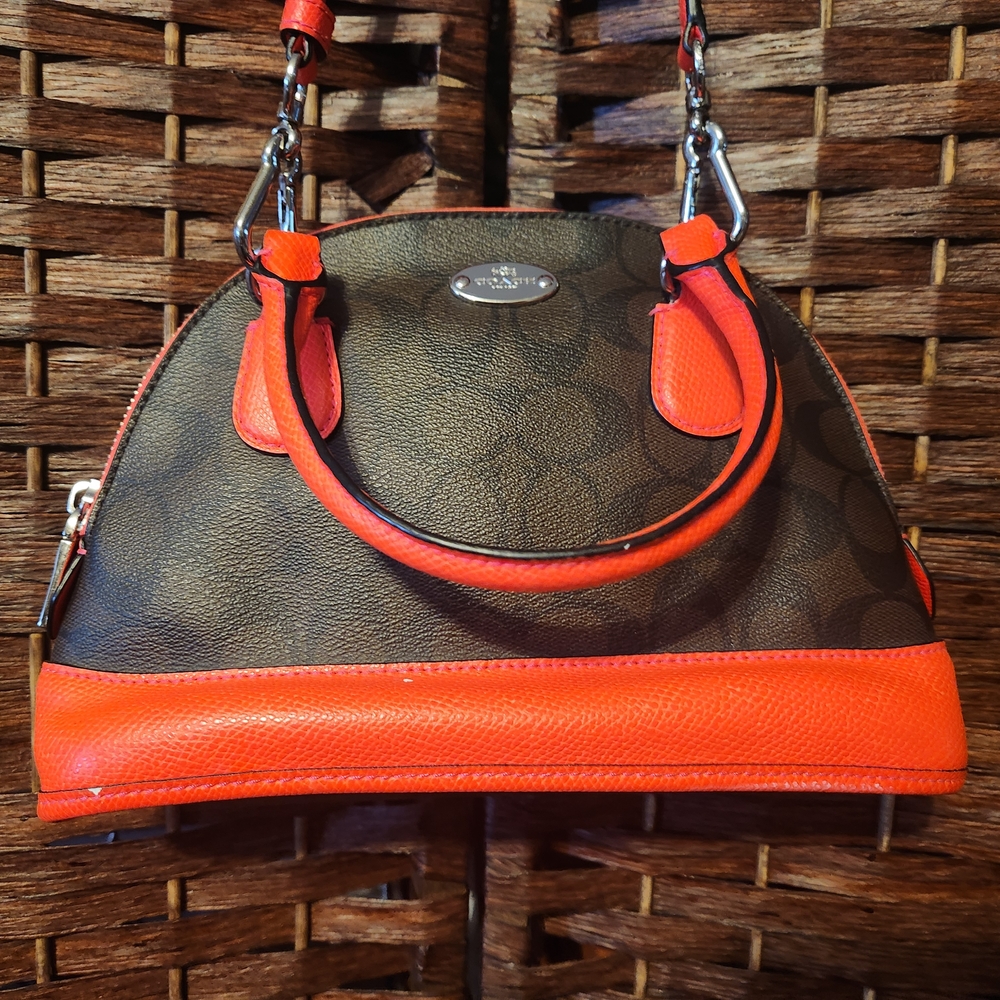 Coach Signature Satchel in Brown and Pink Vintage
